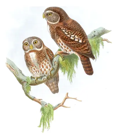 Volume I, plate 15 of Gould's The Birds of Asia: Collared Owlet (Taenioptynx brodiei)